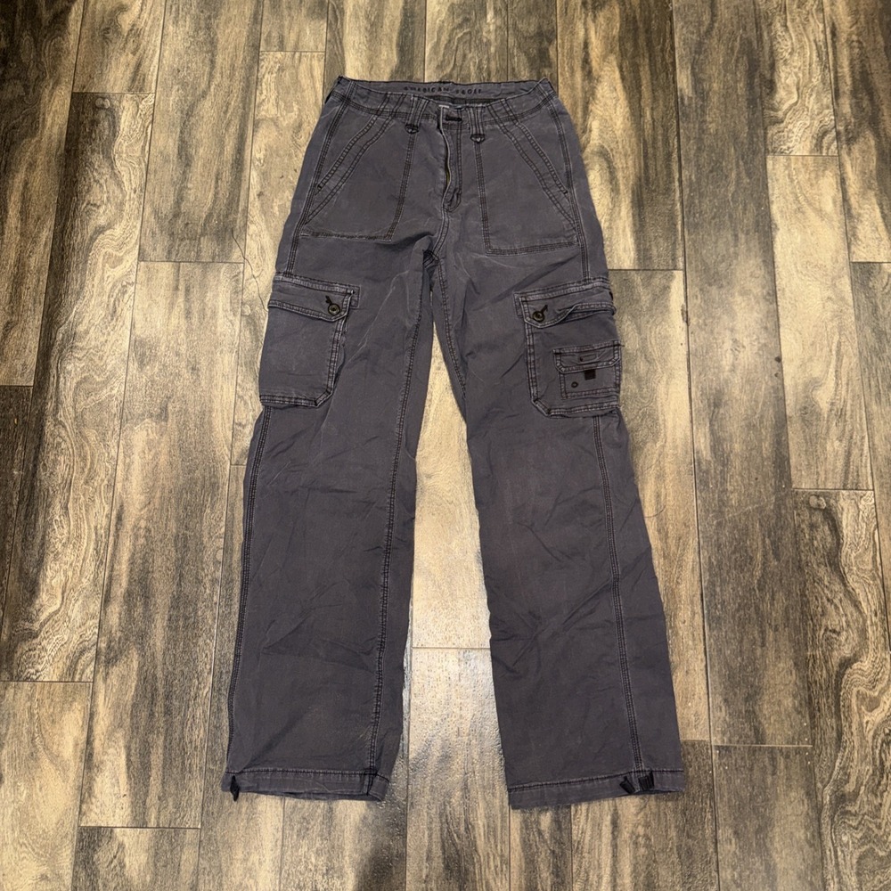 American Eagle Baggy Jogger Cargo Pants Stretch Women's Size 4 Regular Gray